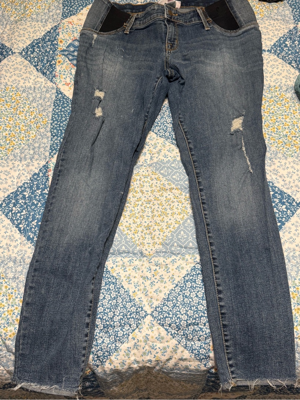 Isabel Maternity by Ingrid & Isabel Medium Blue Ripped Skinny Maternity Jeans